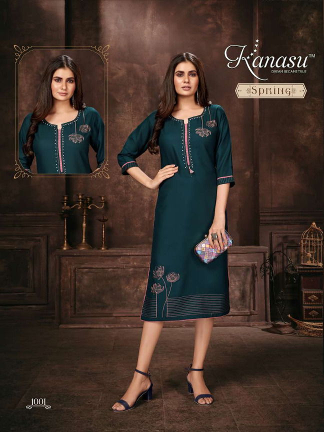 Kanasu Spring Regular Wear Wholesale Embroidery Kurti Collection